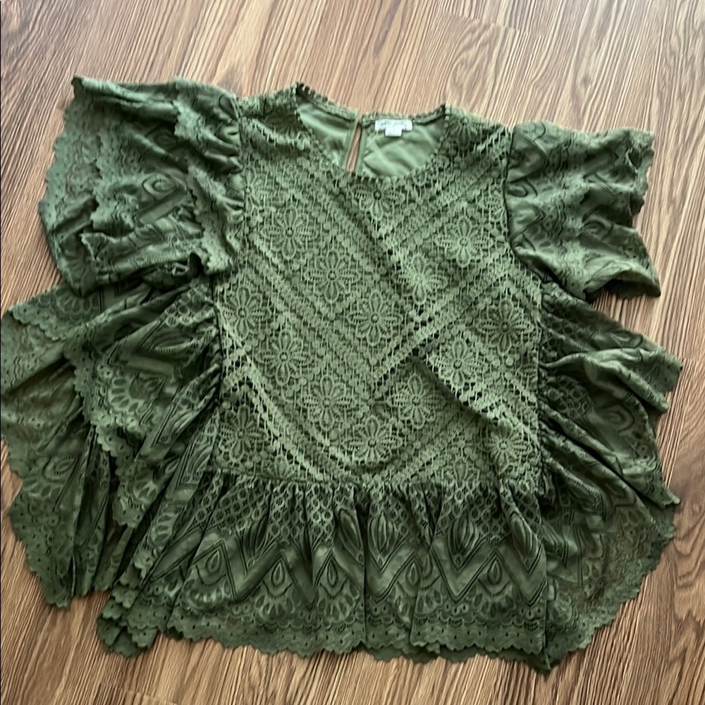 Ultra Pink Olive Lace Blouse